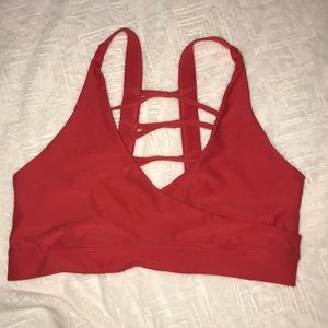 Red Crossover Sports Bra